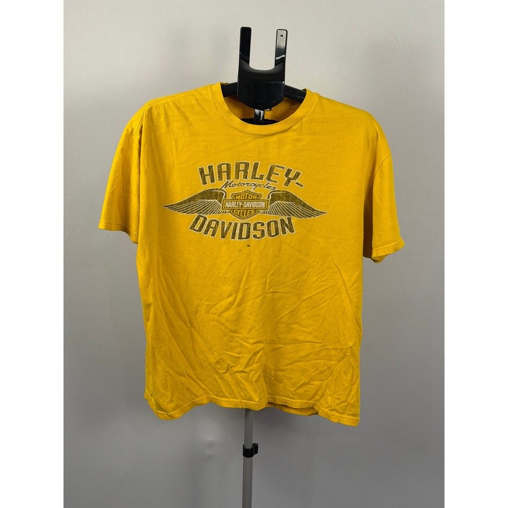 Harley Davidson T-Shirt Mens XL Yellow Good Bayou Country Houma LA Eagle Graphic